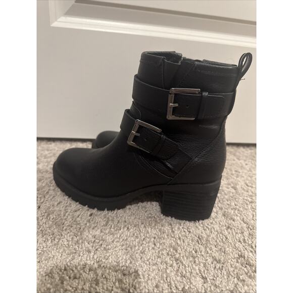 Mia Women's 2 Buckle Zip Up Ankle Boots Black Chunky 90s Size 6 M 2.5" Heel NOS - Picture 8 of 16